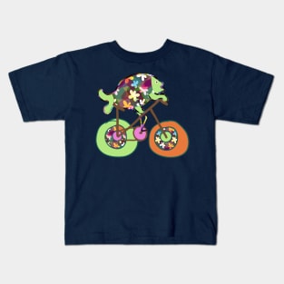 fish on bike Kids T-Shirt